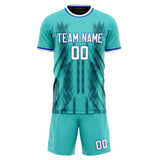 Custom Teal White GeometricalPattern Soccer Set