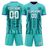 Custom Teal White GeometricalPattern Soccer Set