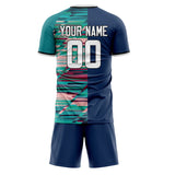 Custom Navy Teal GeometricalPattern Soccer Set
