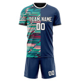 Custom Navy Teal GeometricalPattern Soccer Set
