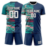 Custom Navy Teal GeometricalPattern Soccer Set