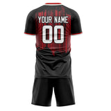 Custom Black Red GeometricalPattern Soccer Set
