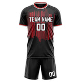 Custom Black Red GeometricalPattern Soccer Set