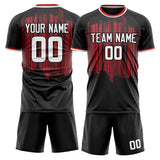 Custom Black Red GeometricalPattern Soccer Set