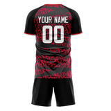 Custom Red Black GeometricalPattern Soccer Set