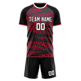 Custom Red Black GeometricalPattern Soccer Set