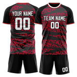 Custom Red Black GeometricalPattern Soccer Set