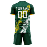 Custom Kelly Green White GeometricalPattern Soccer Set