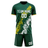 Custom Kelly Green White GeometricalPattern Soccer Set