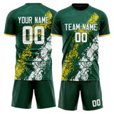 Custom Kelly Green White GeometricalPattern Soccer Set