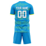 Custom Blue Yellow GeometricalPattern Soccer Set