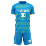 Custom Blue Yellow GeometricalPattern Soccer Set