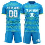 Custom Blue Yellow GeometricalPattern Soccer Set