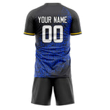 Custom Black Blue GeometricalPattern Soccer Set