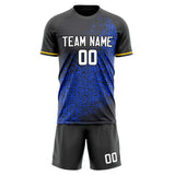 Custom Black Blue GeometricalPattern Soccer Set