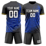 Custom Black Blue GeometricalPattern Soccer Set
