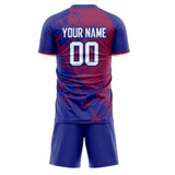 Custom Navy Red GeometricalPattern Soccer Set