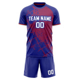 Custom Navy Red GeometricalPattern Soccer Set