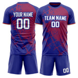 Custom Navy Red GeometricalPattern Soccer Set