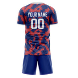 Custom Red Navy GeometricalPattern Soccer Set