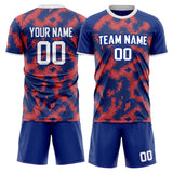 Custom Red Navy GeometricalPattern Soccer Set