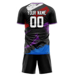 Custom Black Red GeometricalPattern Soccer Set