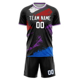 Custom Black Red GeometricalPattern Soccer Set