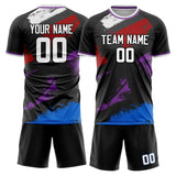 Custom Black Red GeometricalPattern Soccer Set