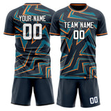 Custom Navy Orange GeometricalPattern Soccer Set