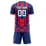 Custom Navy Red GeometricalPattern Soccer Set