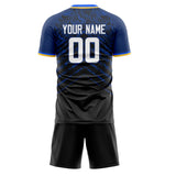 Custom Black Navy GeometricalPattern Soccer Set