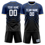Custom Black Navy GeometricalPattern Soccer Set