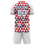 Custom Red White GeometricalPattern Soccer Set
