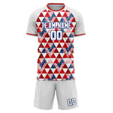 Custom Red White GeometricalPattern Soccer Set