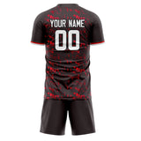 Custom Black Red GeometricalPattern Soccer Set