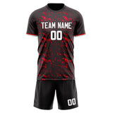 Custom Black Red GeometricalPattern Soccer Set