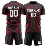 Custom Black Red GeometricalPattern Soccer Set