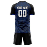 Custom Navy Black GeometricalPattern Soccer Set