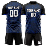 Custom Navy Black GeometricalPattern Soccer Set
