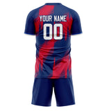 Custom Royal Red GeometricalPattern Soccer Set