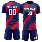 Custom Royal Red GeometricalPattern Soccer Set