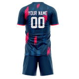 Custom Navy Red GeometricalPattern Soccer Set