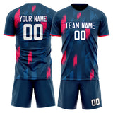 Custom Navy Red GeometricalPattern Soccer Set