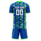 Custom Blue Neon Green GeometricalPattern Soccer Set