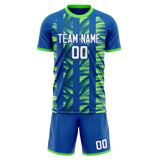 Custom Blue Neon Green GeometricalPattern Soccer Set