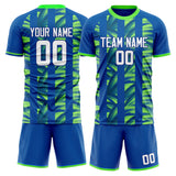 Custom Blue Neon Green GeometricalPattern Soccer Set