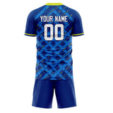 Custom Royal White GeometricalPattern Soccer Set