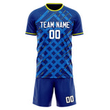 Custom Royal White GeometricalPattern Soccer Set