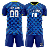 Custom Royal White GeometricalPattern Soccer Set