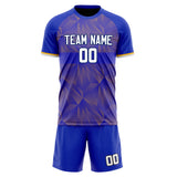 Custom Blue Gold GeometricalPattern Soccer Set